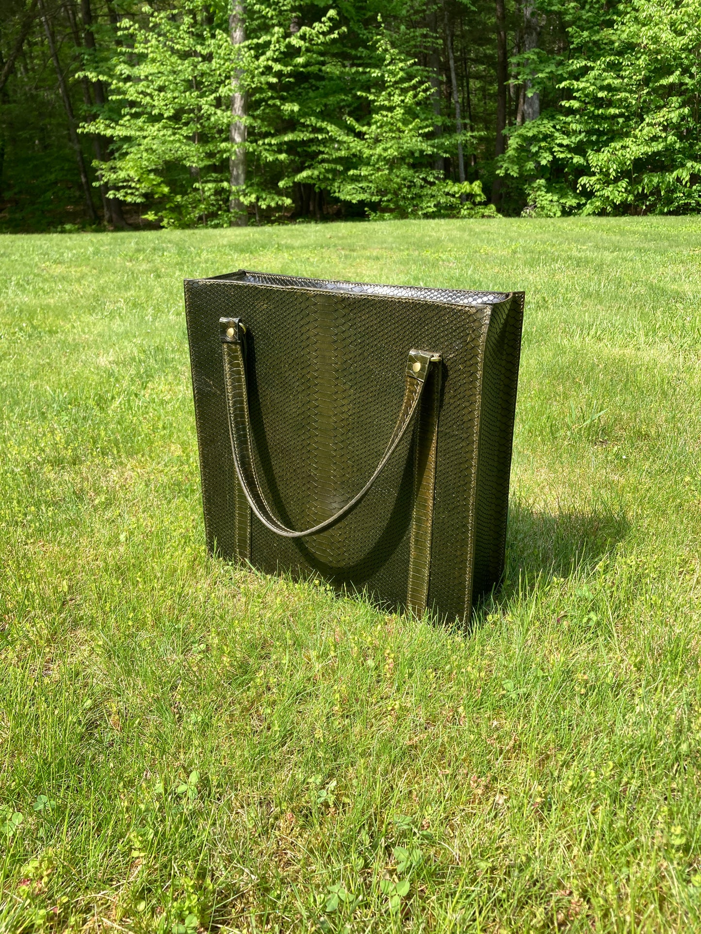 Metropolitan Tote in Emerald snake print