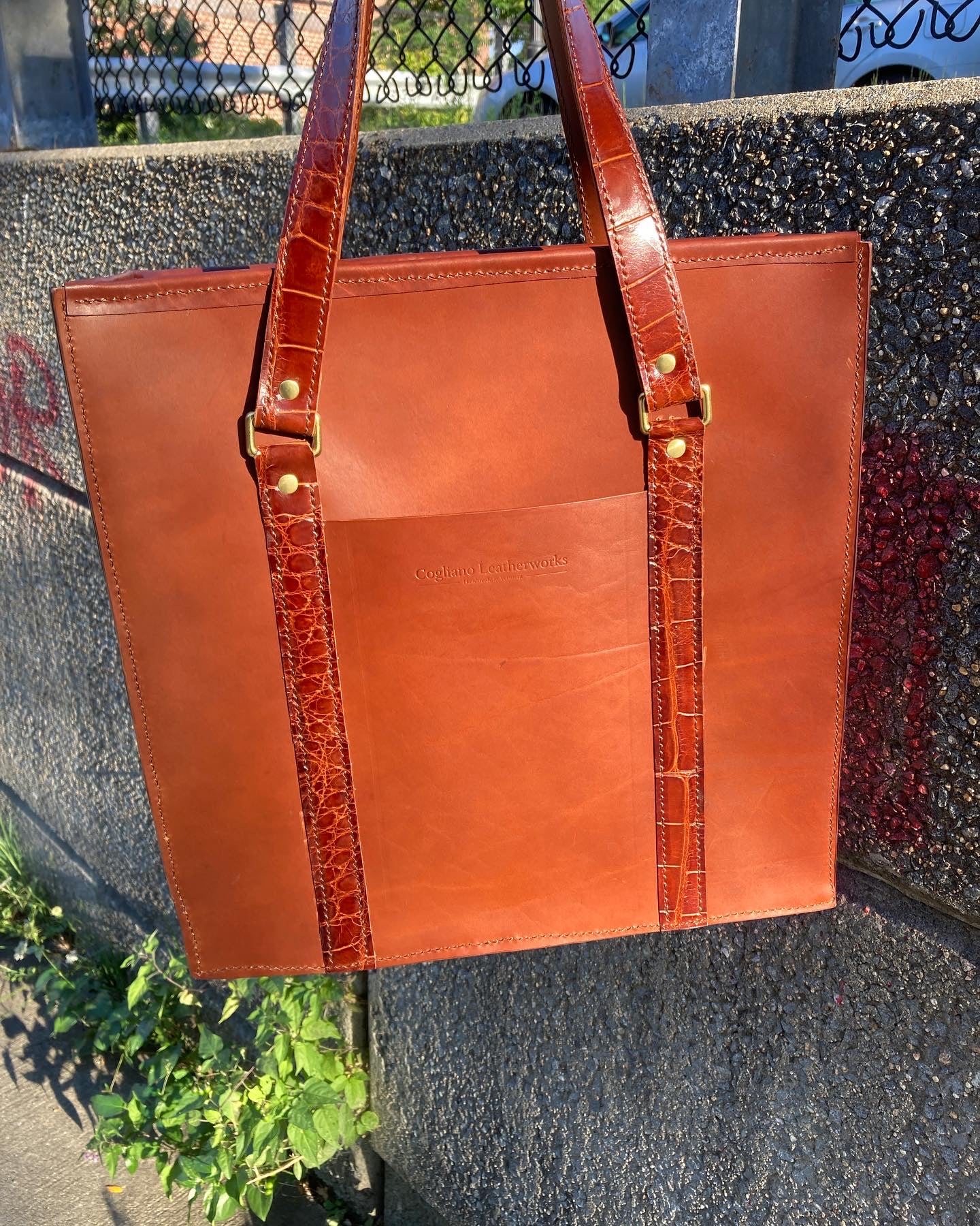 Metropolitan Tote in Bourbon with Alligator straps
