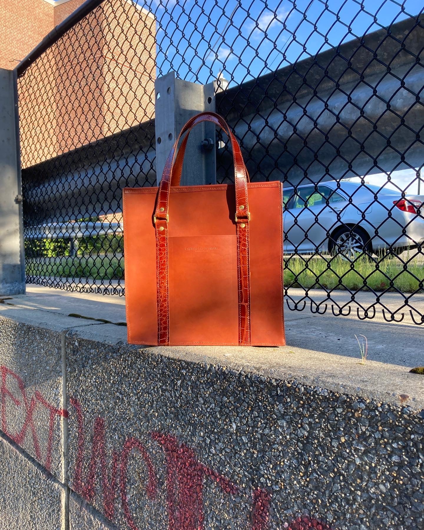 Metropolitan Tote in Bourbon with Alligator straps