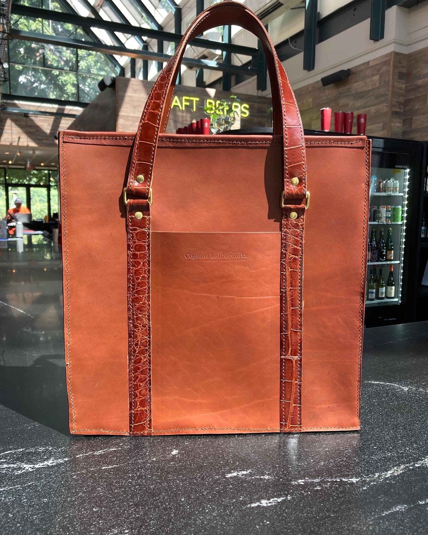 Metropolitan Tote in Bourbon with Alligator straps