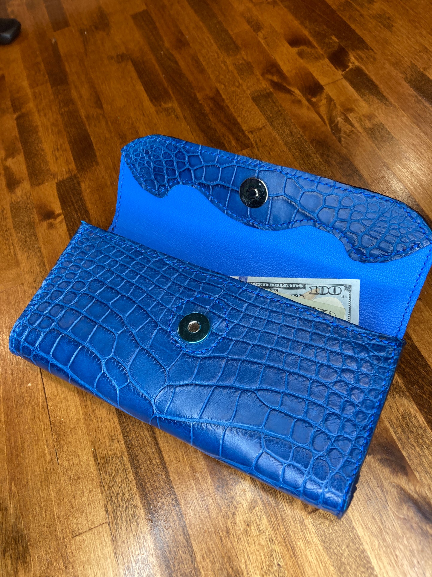 Admiral Blue Alligator Clutch