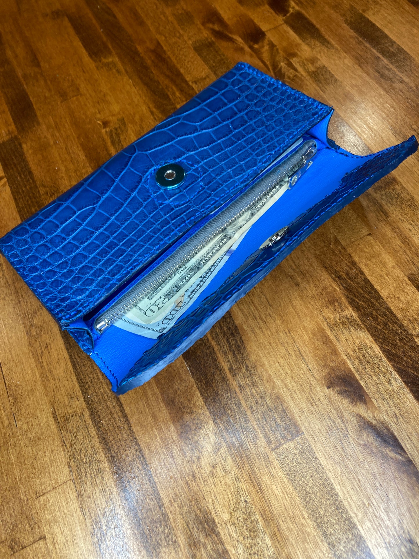 Admiral Blue Alligator Clutch