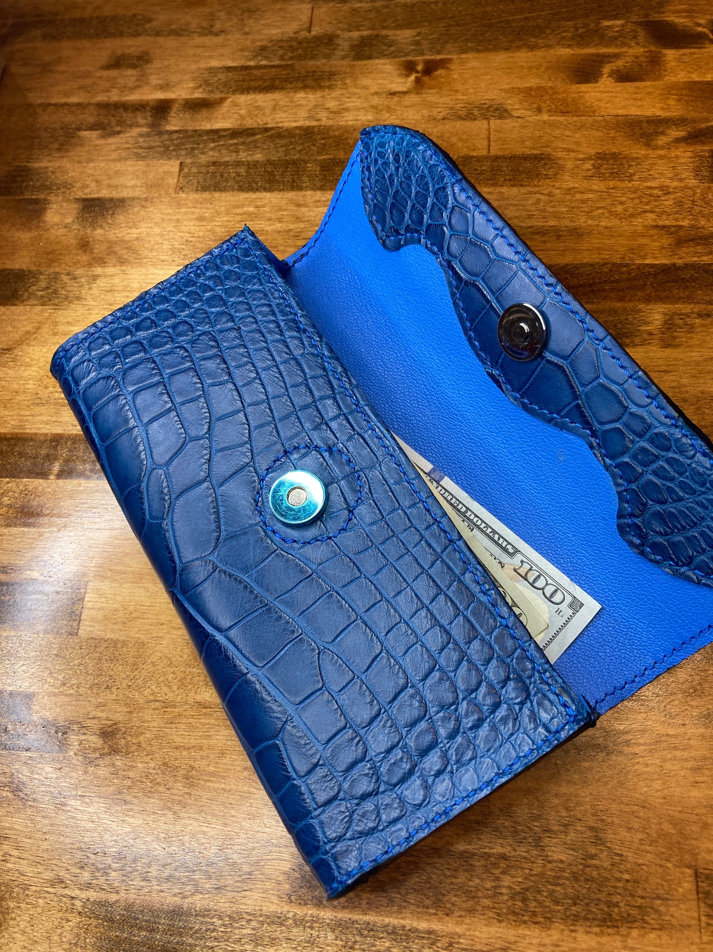 Admiral Blue Alligator Clutch