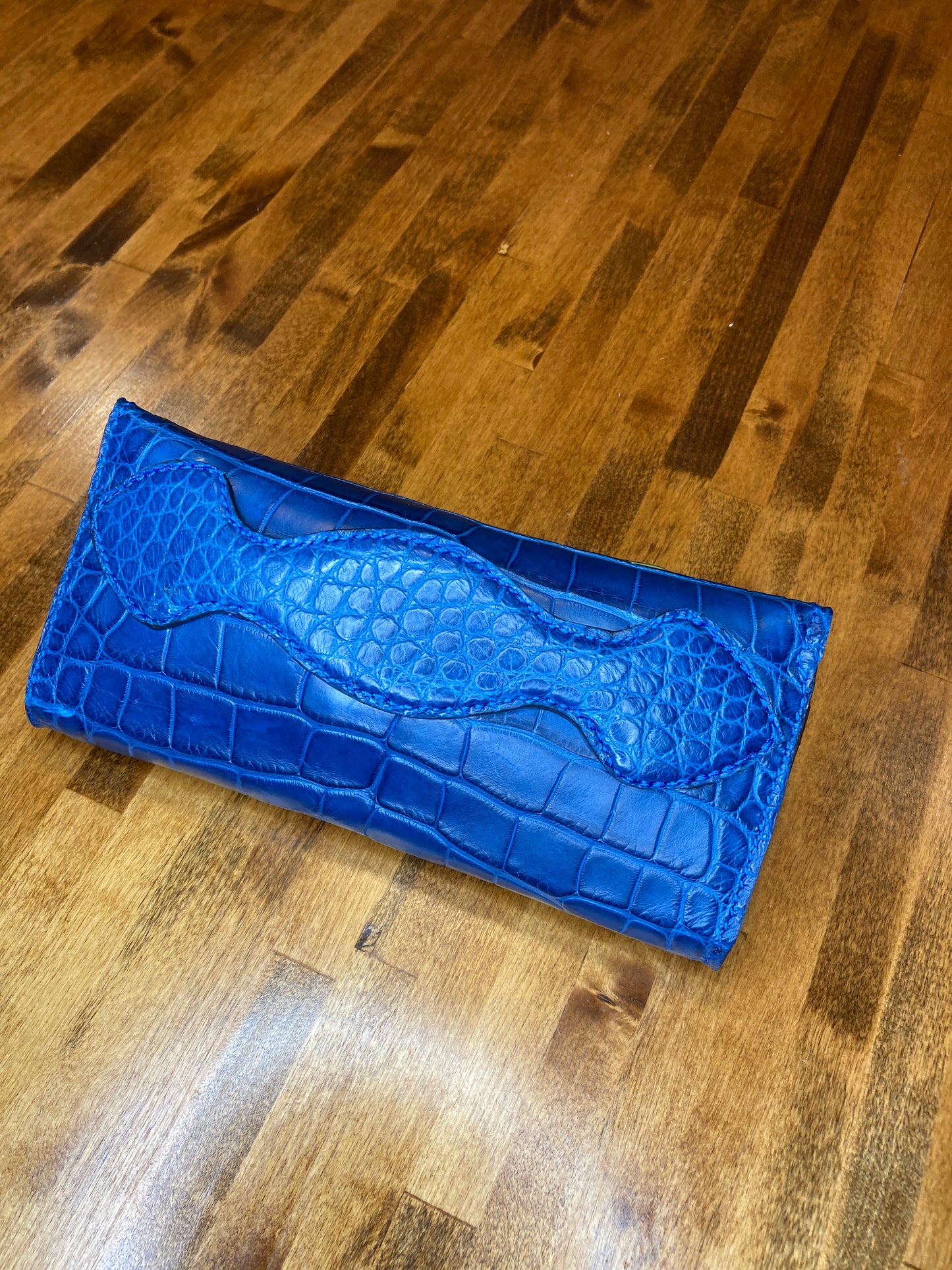 Admiral Blue Alligator Clutch