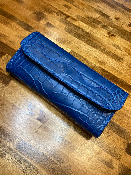 Admiral Blue Alligator Clutch