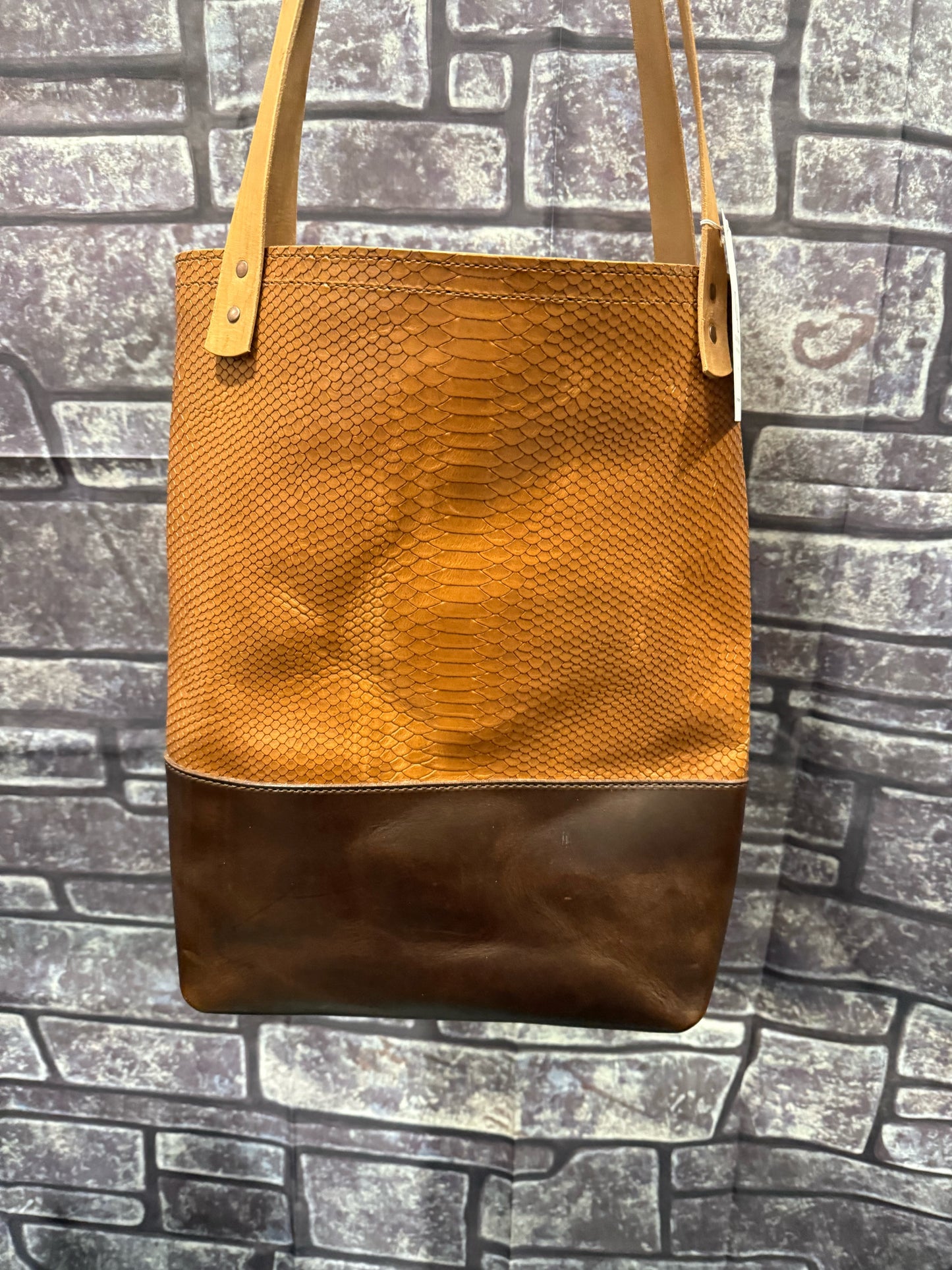 Snake print tote