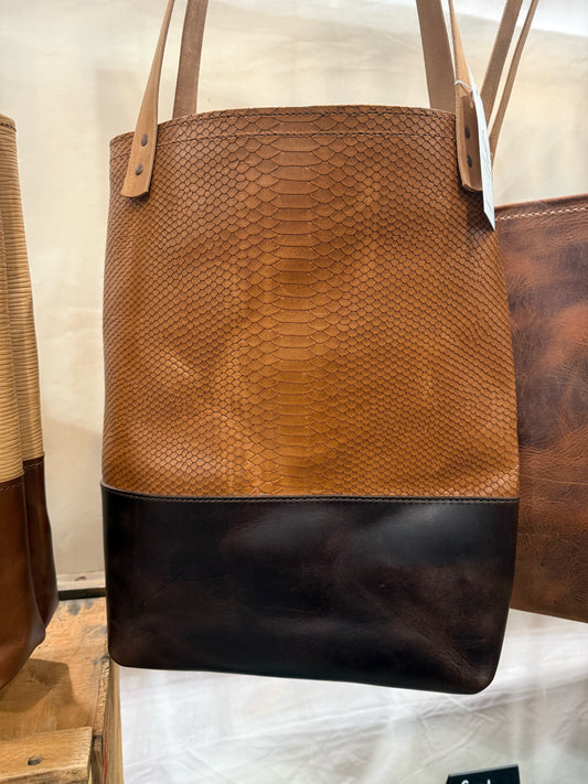 Snake print tote