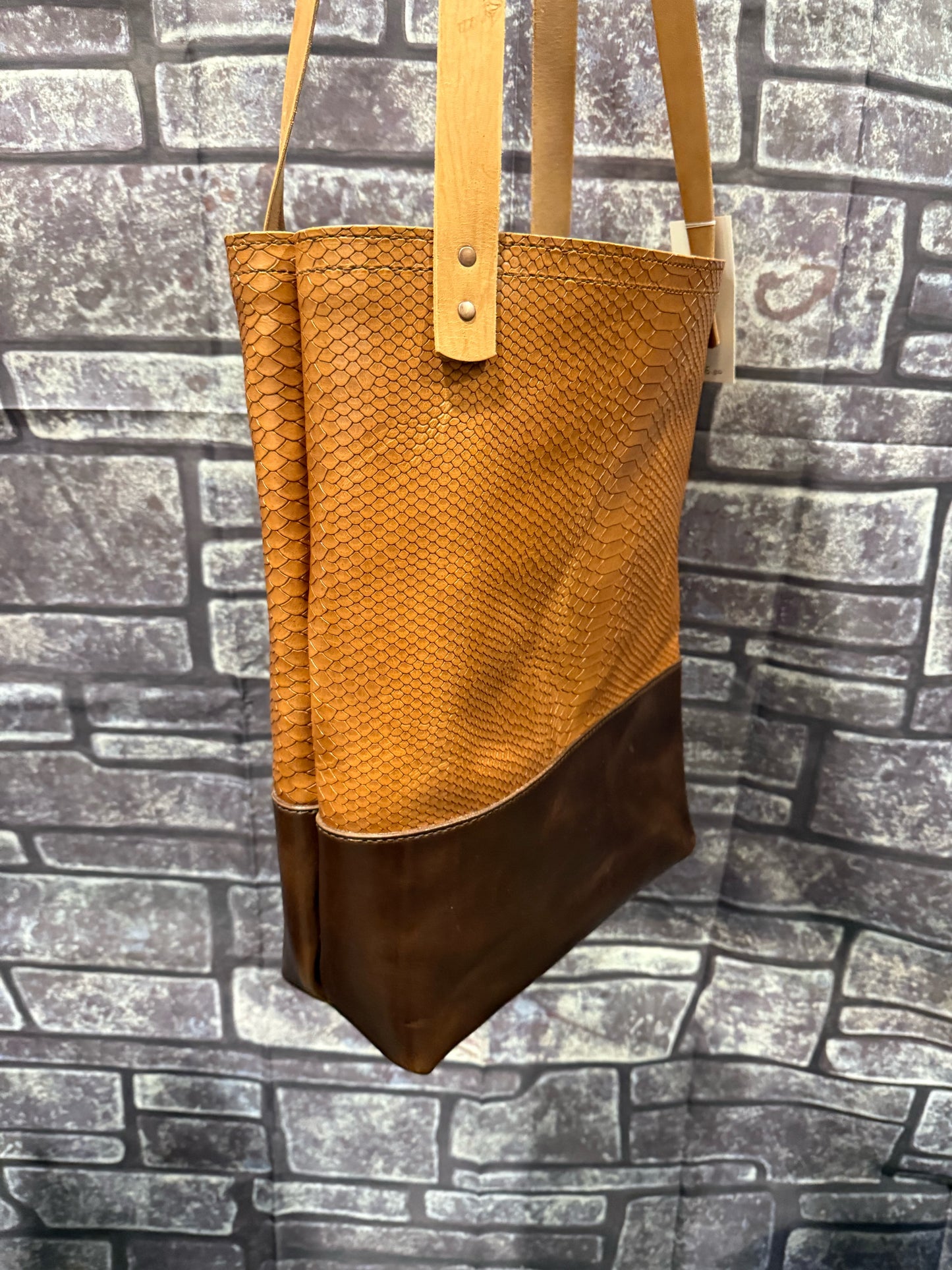Snake print tote