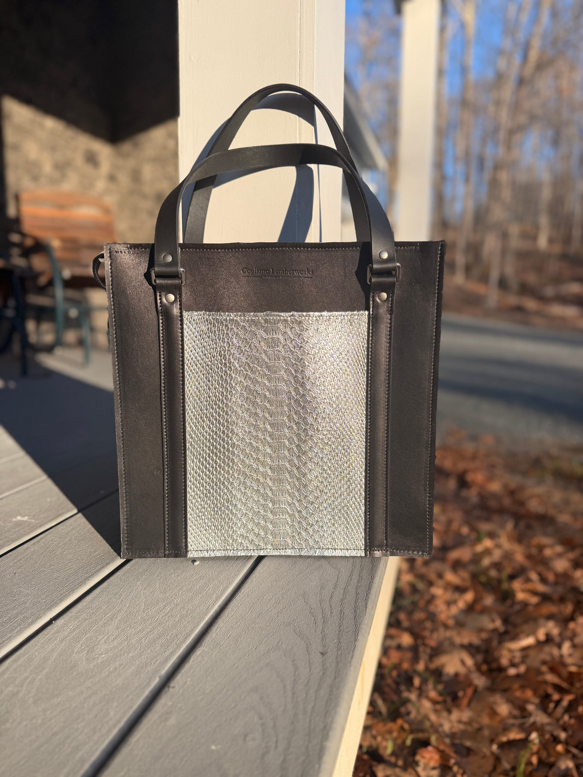 Black Bridle and Python Metropolitan Tote – Cogliano Leatherworks