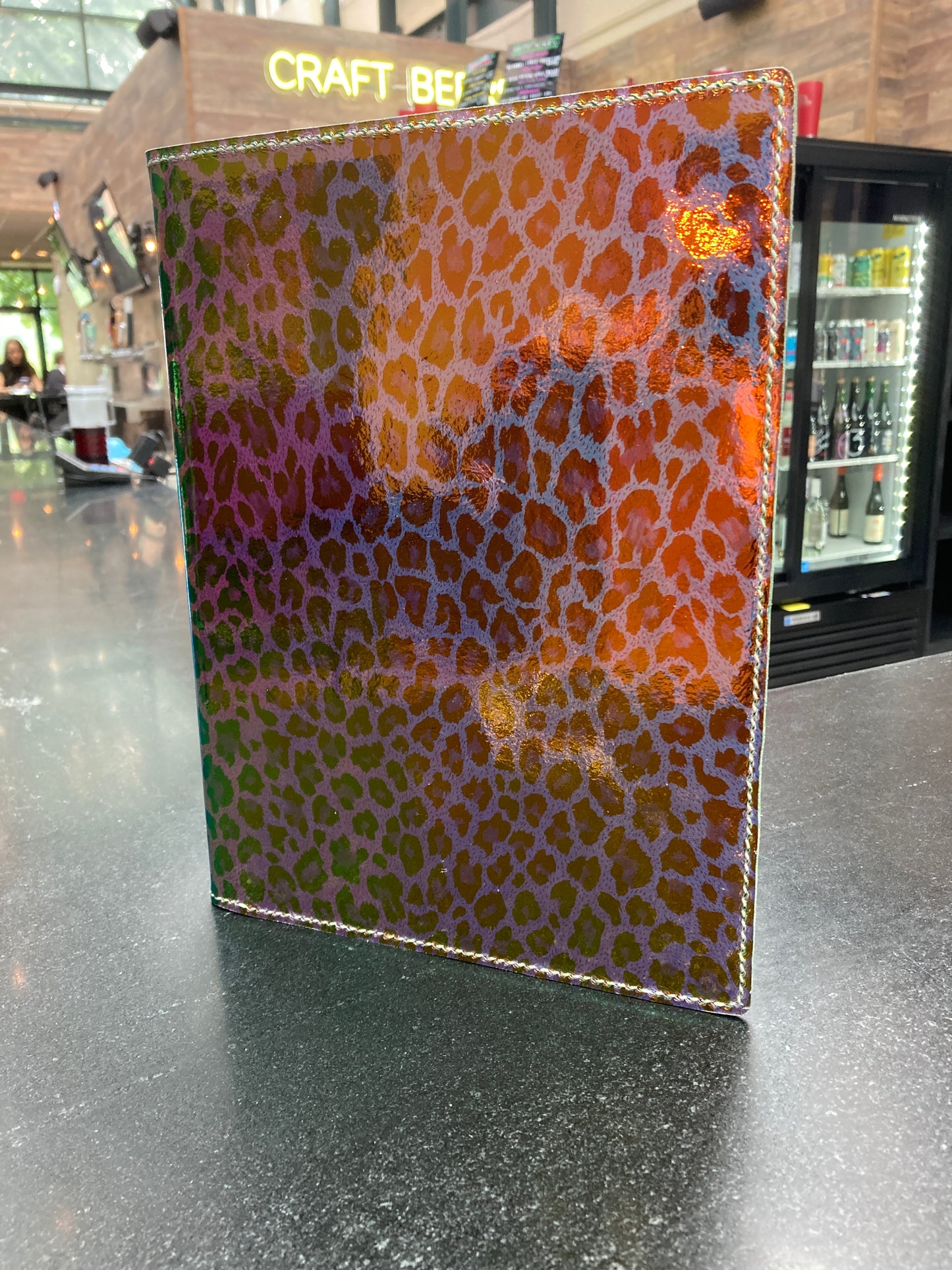 Unique iridescent suede leather portfolio