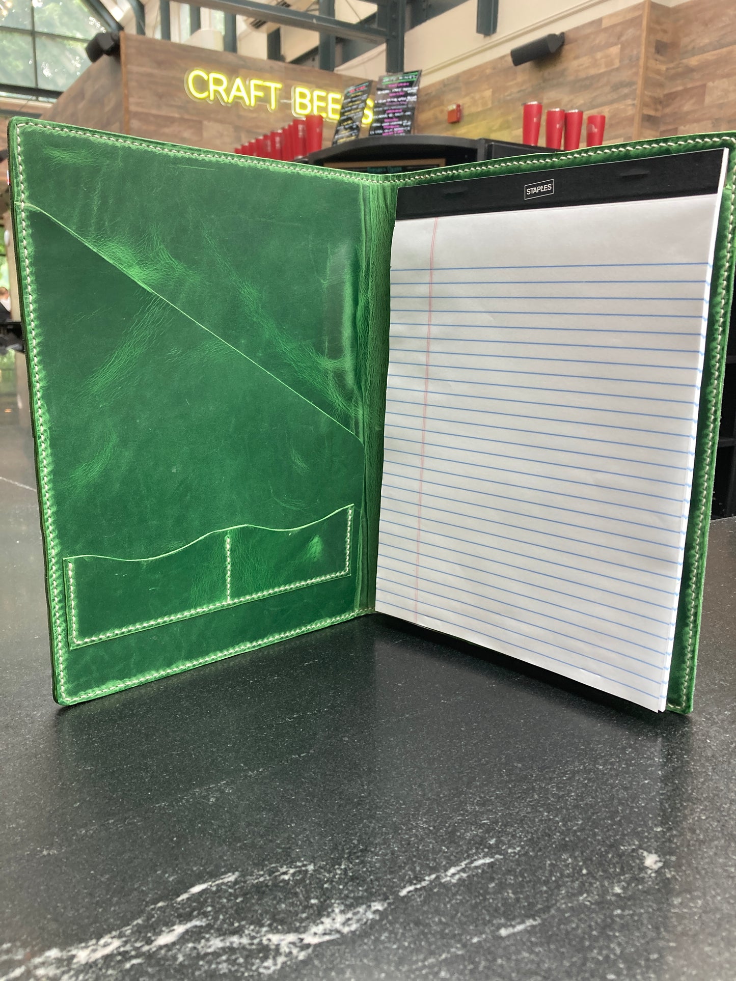 Unique iridescent suede leather portfolio